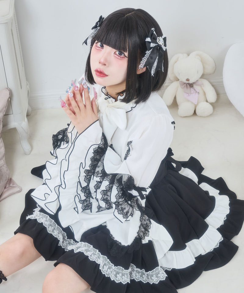 カシュクールフリルたっぷりリボンミニスカート