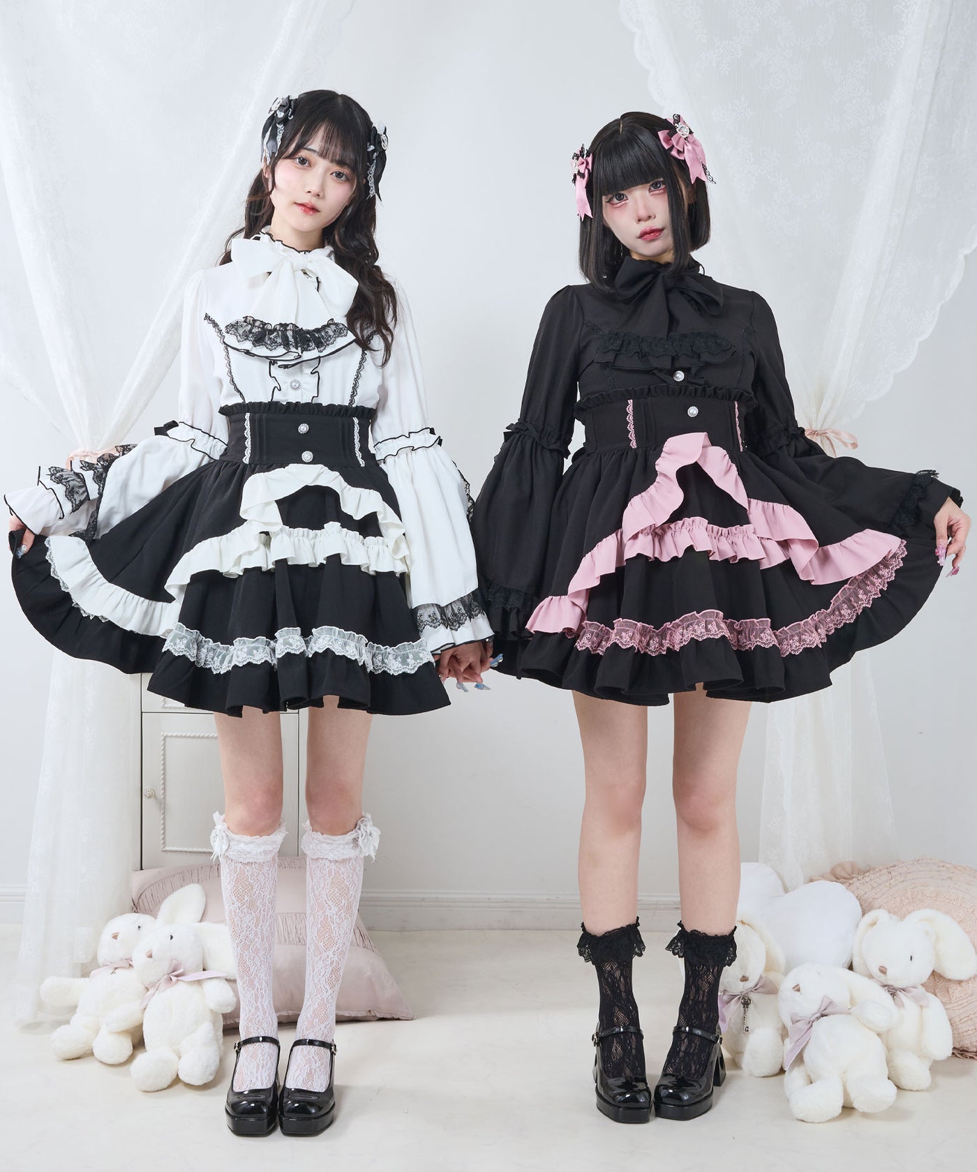 カシュクールフリルたっぷりリボンミニスカート – レディース