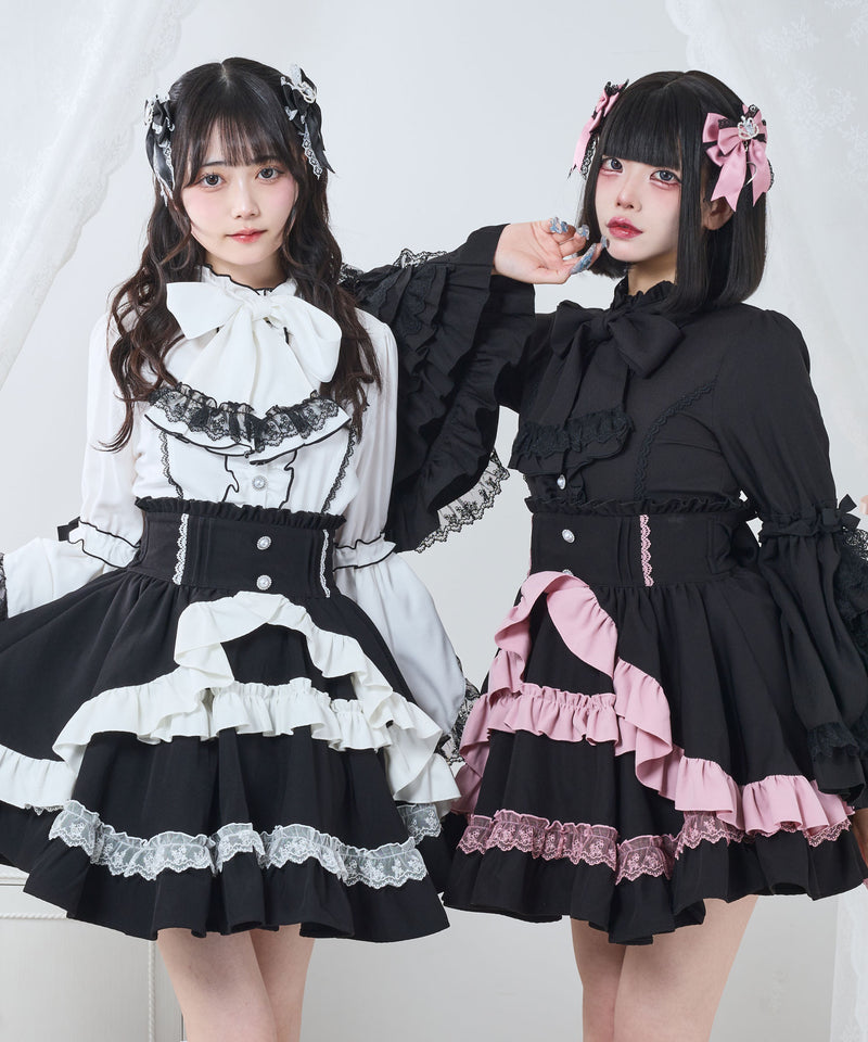 カシュクールフリルたっぷりリボンミニスカート