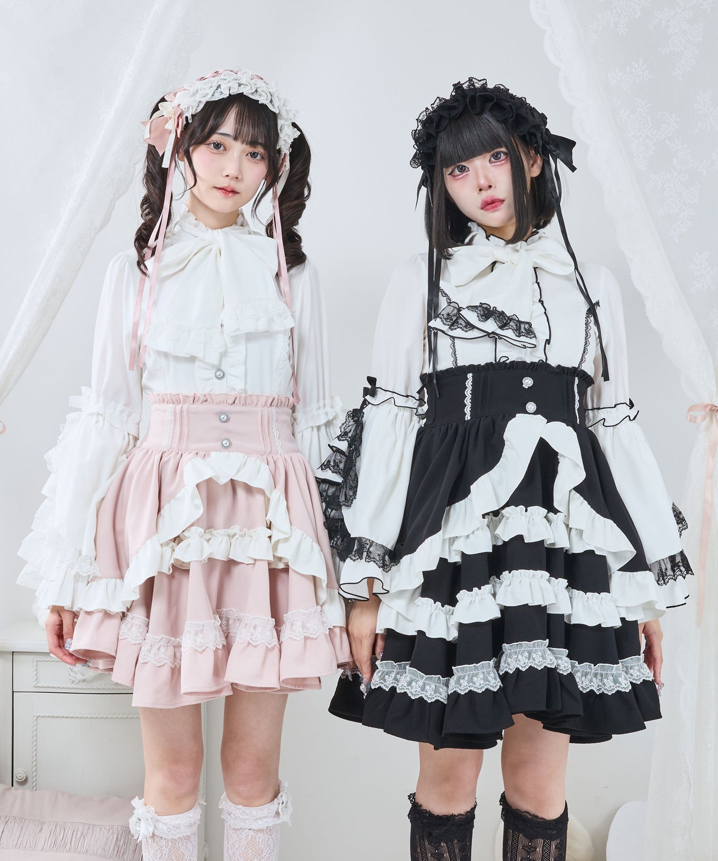 カシュクールフリルたっぷりリボンミニスカート – レディース