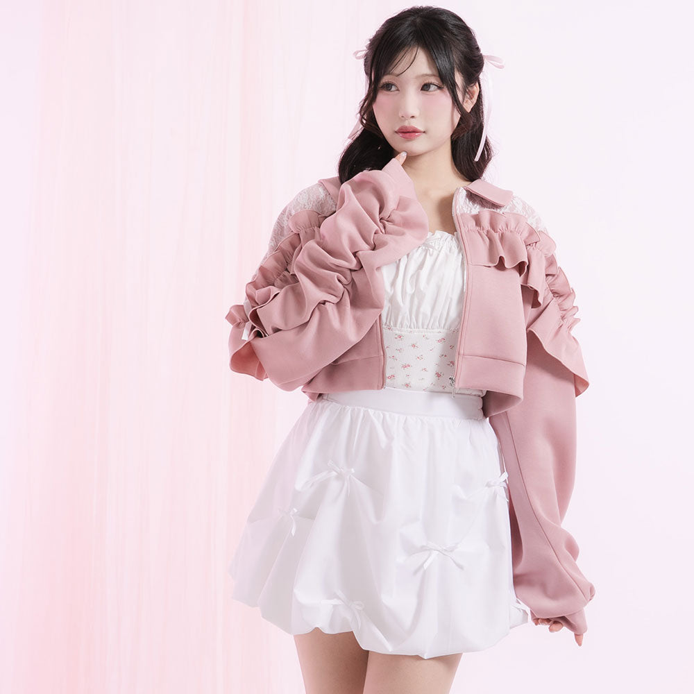 Outer / yori – yori shirocon 新品タグ付きyoriフリルライトブルゾン 
