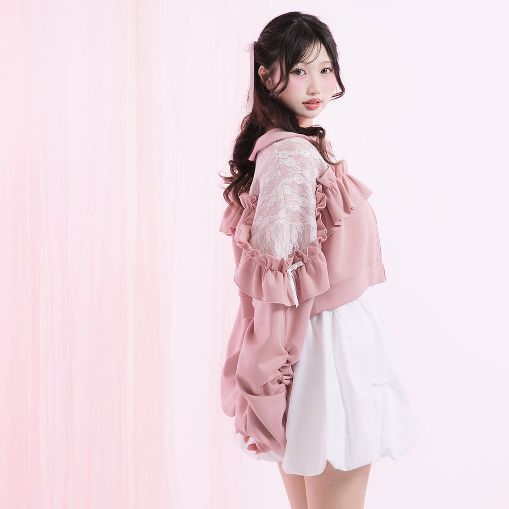 レースブルゾン antiqua ブルゾン アウター メッシュレースブルゾン レディース