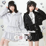 ハートドットビジューフリルショートパーカー