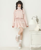 ハイネックフリルレースリボンパーカー