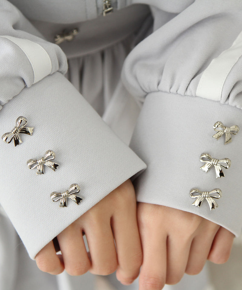 ハイネックフリルレースリボンパーカー