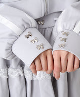 ハイネックフリルレースリボンパーカー