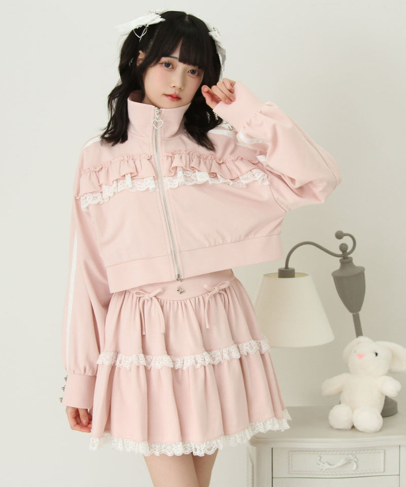 フリルリボンたっぷり裏毛スカート