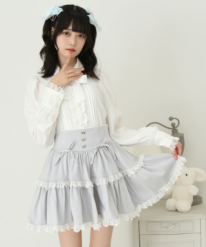 フリルリボンたっぷり裏毛スカート