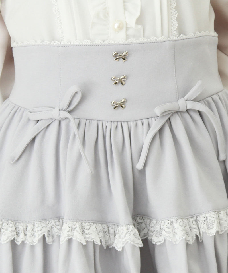 フリルリボンたっぷり裏毛スカート