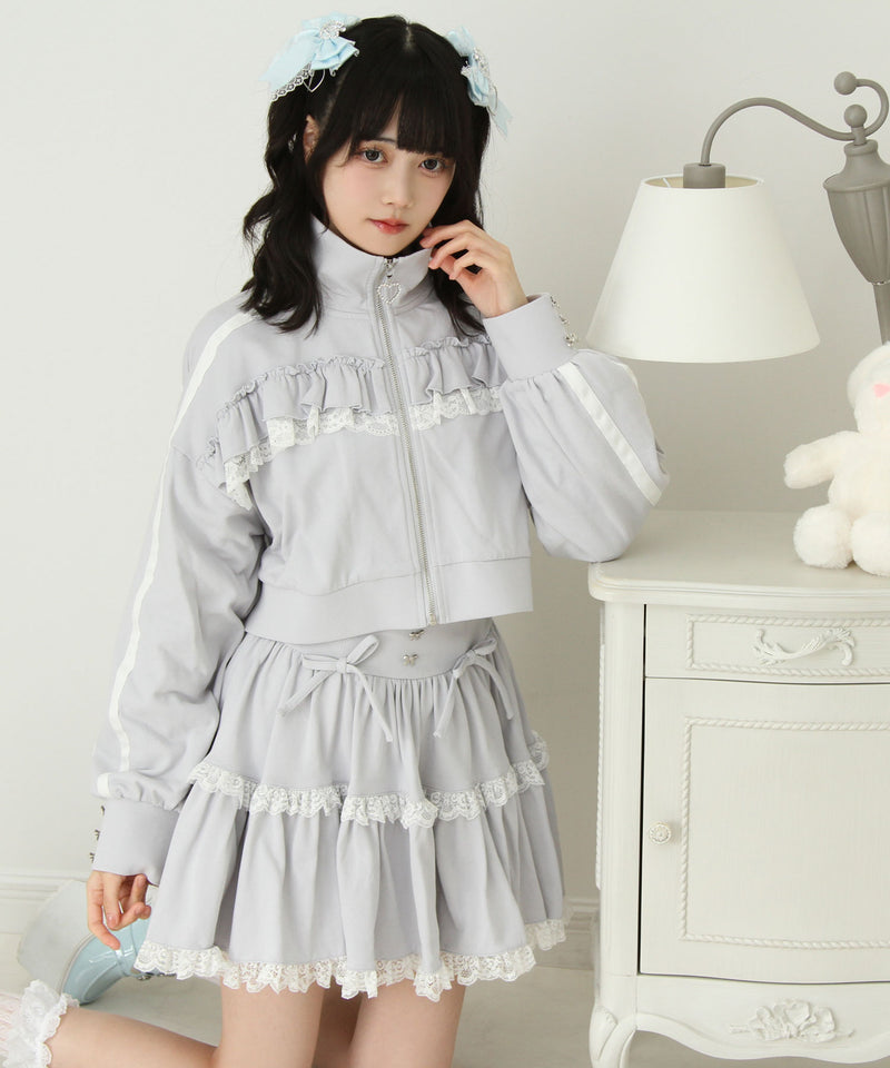 フリルリボンたっぷり裏毛スカート