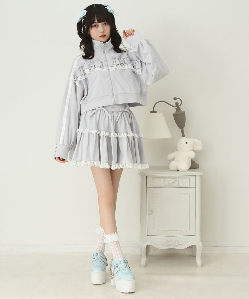 フリルリボンたっぷり裏毛スカート