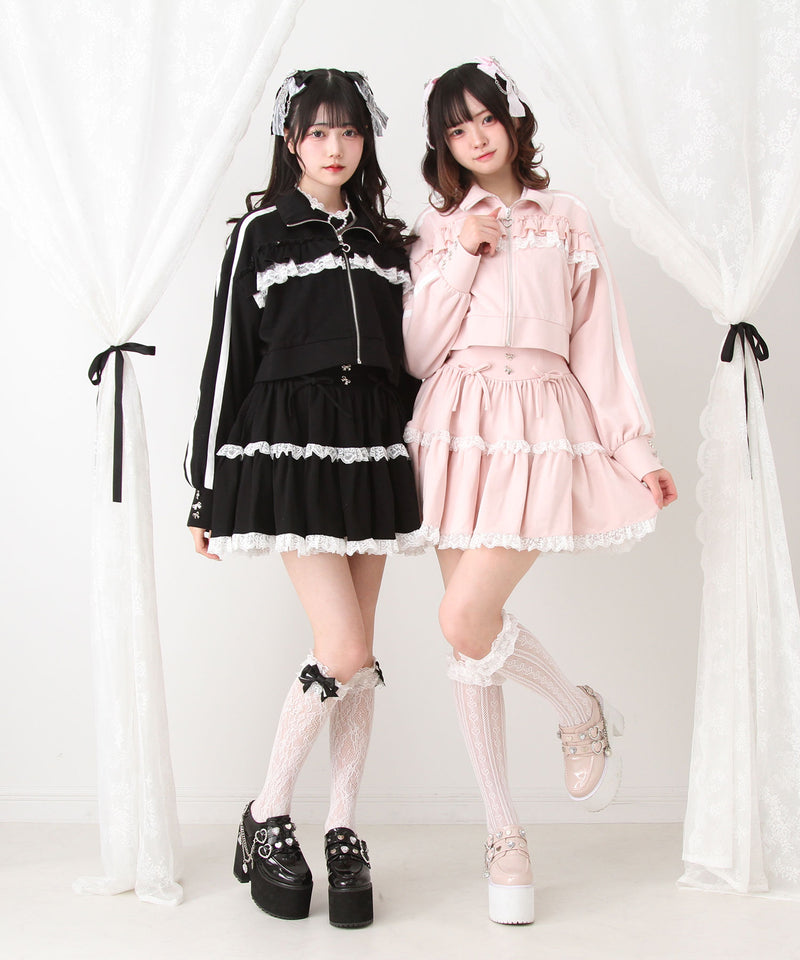 フリルリボンたっぷり裏毛スカート