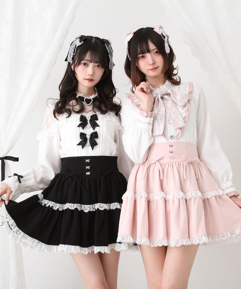 フリルリボンたっぷり裏毛スカート