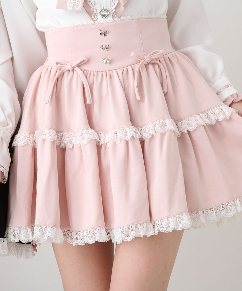 フリルリボンたっぷり裏毛スカート