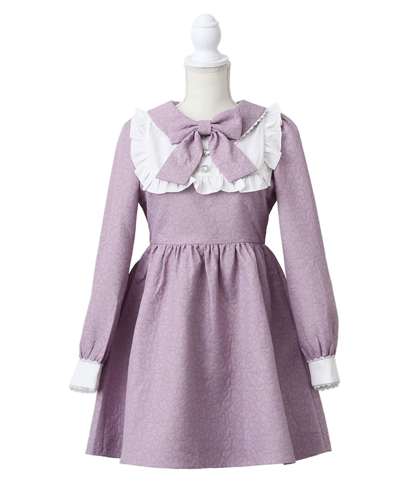 まとめ買い対象】リボンフリルヨークハート柄ワンピース – レディース