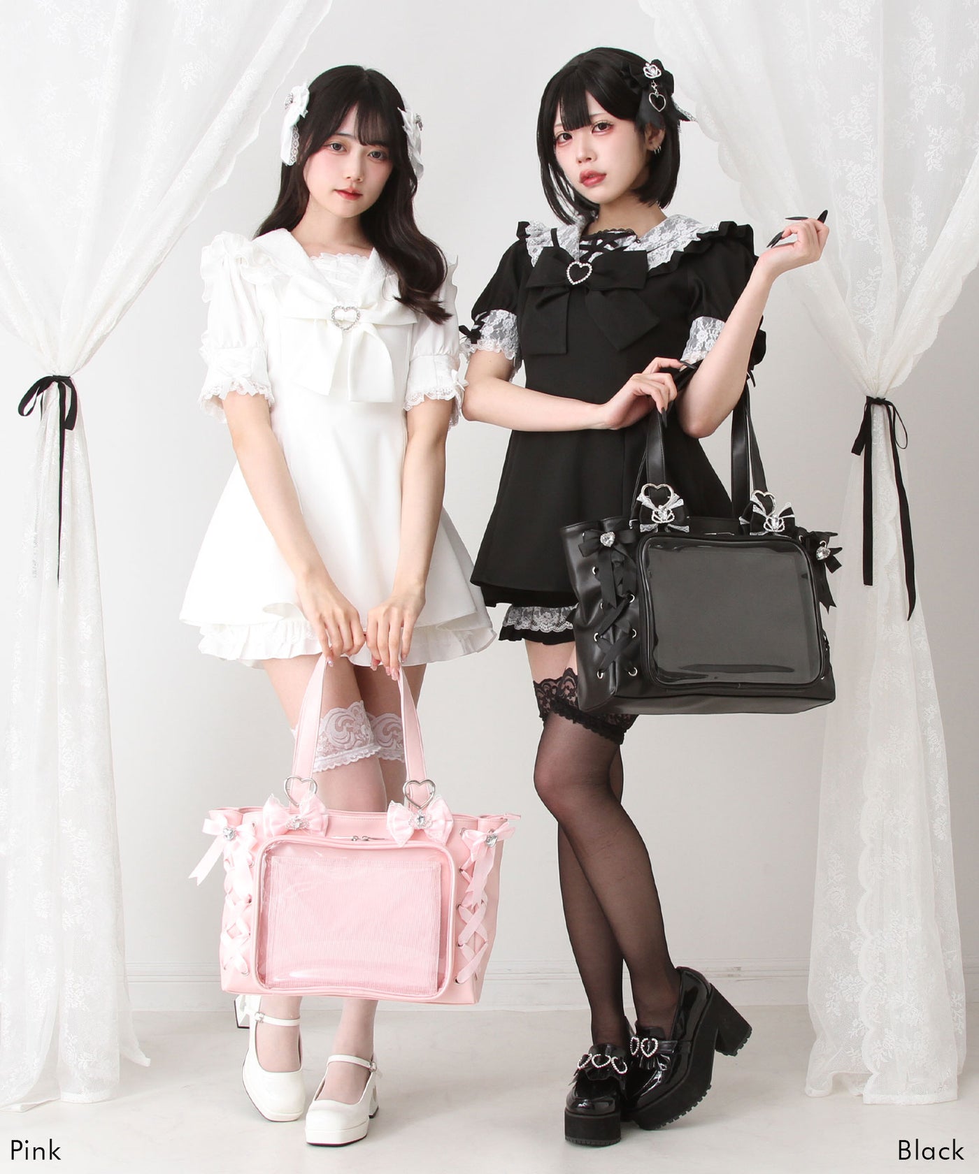 DearMyLove トートバッグ レースアップリボンキラキラビジュー痛