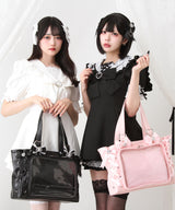【予約　6/12発送】レースアップリボンキラキラビジュー痛バッグ