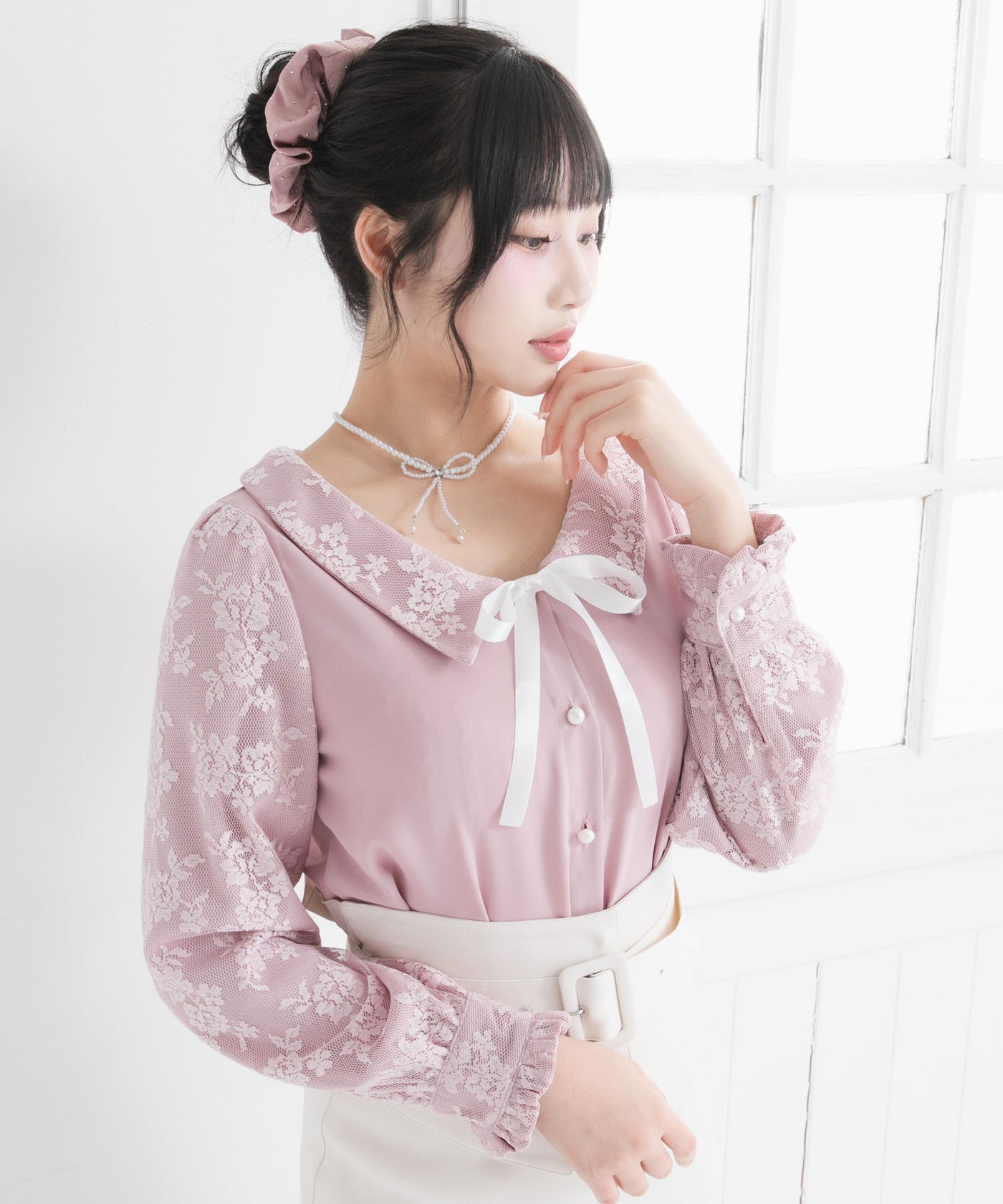 選べる衿レース重ね上品ブラウス – レディースファッション通販の夢