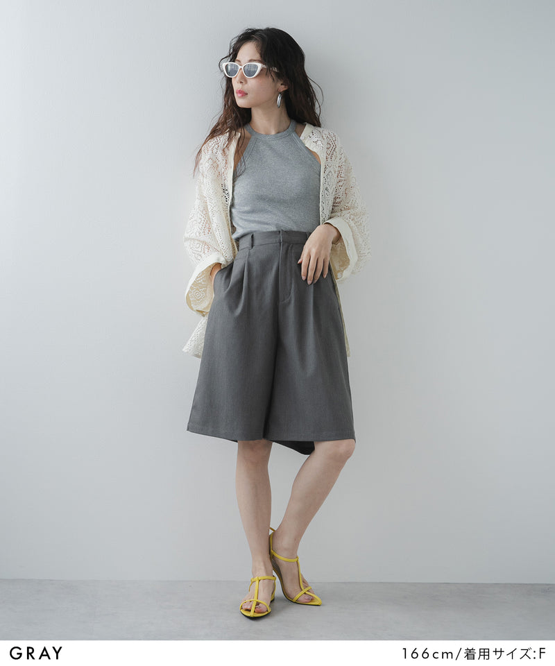 タックツイルハーフパンツ