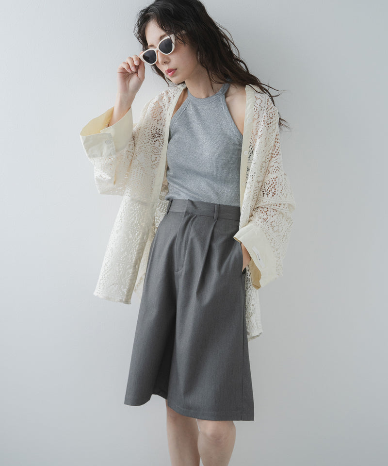 タックツイルハーフパンツ