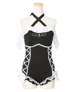 オフショルハート十字架レースアップ水着