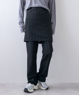 ラップスカートセットジャガードワッフルパンツ