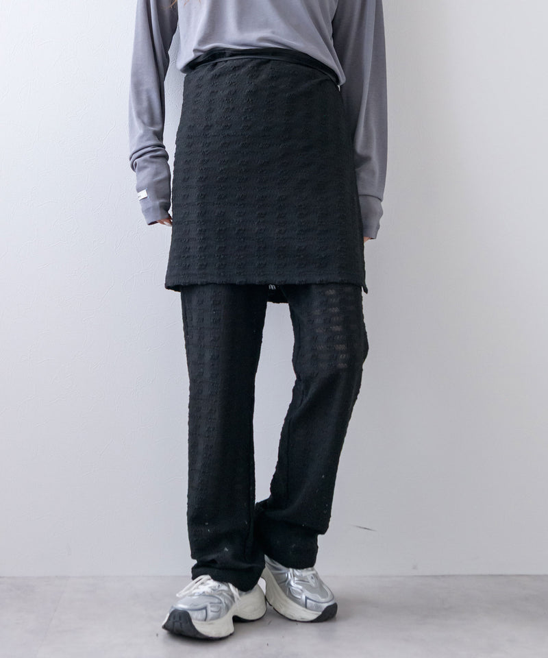 ラップスカートセットジャガードワッフルパンツ