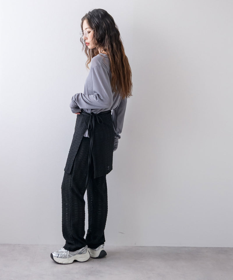 ラップスカートセットジャガードワッフルパンツ