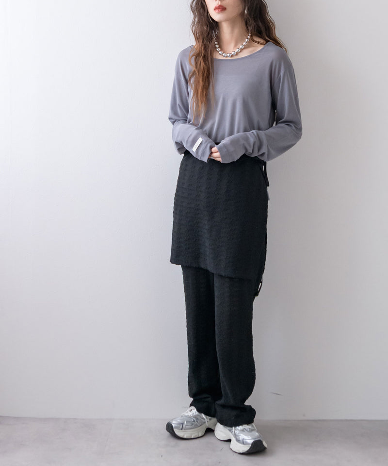 ラップスカートセットジャガードワッフルパンツ