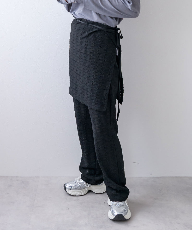 ラップスカートセットジャガードワッフルパンツ