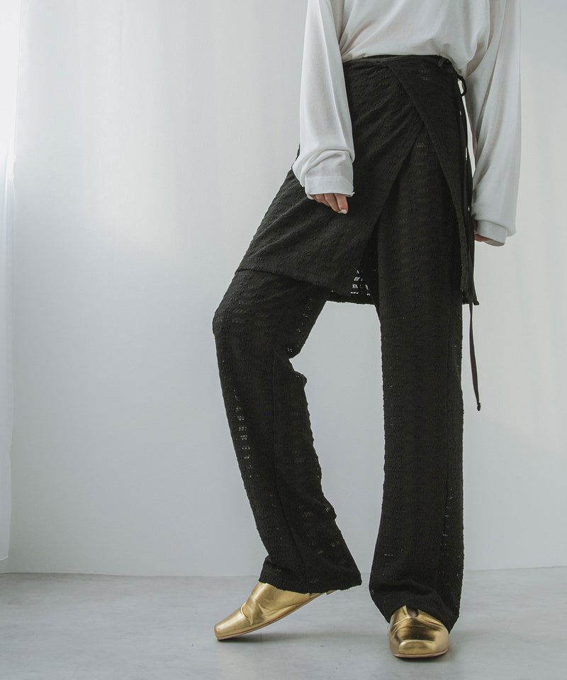 ラップスカートセットジャガードワッフルパンツ