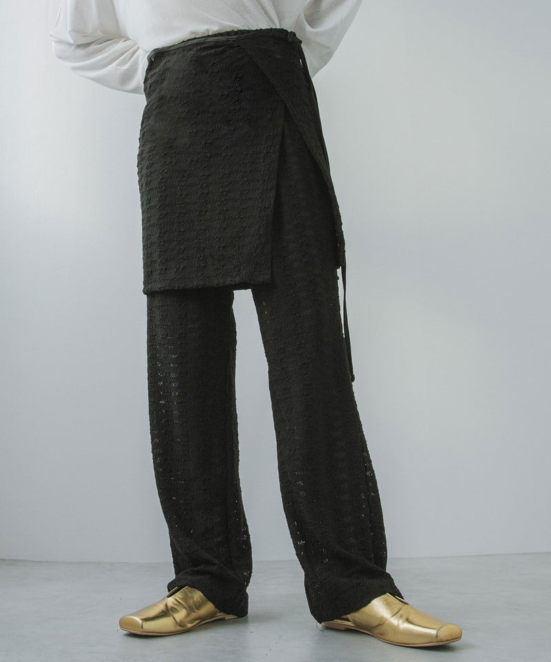 ラップスカートセットジャガードワッフルパンツ