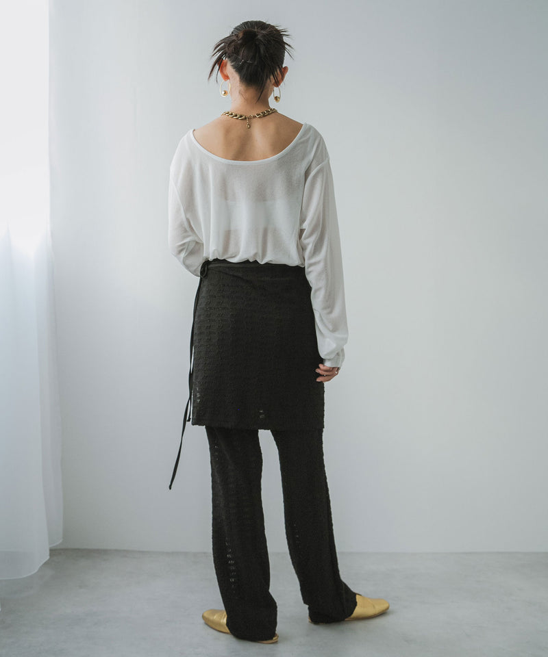 ラップスカートセットジャガードワッフルパンツ