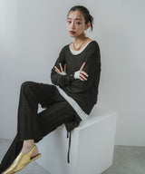 ラップスカートセットジャガードワッフルパンツ