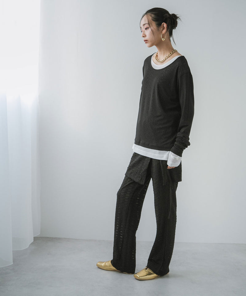 ラップスカートセットジャガードワッフルパンツ