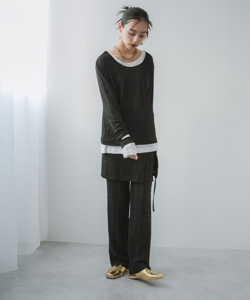 ラップスカートセットジャガードワッフルパンツ