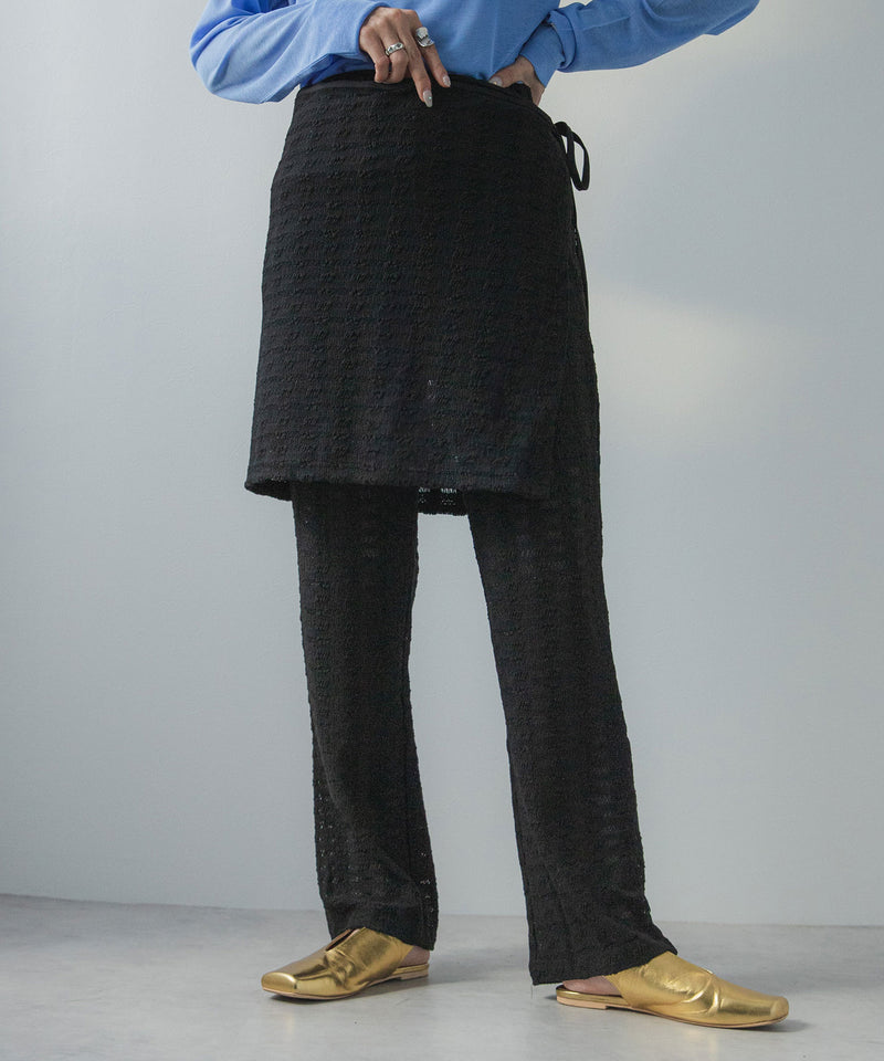 ラップスカートセットジャガードワッフルパンツ