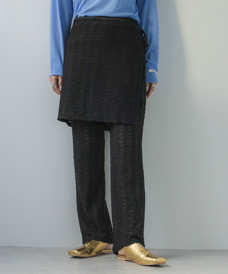 ラップスカートセットジャガードワッフルパンツ