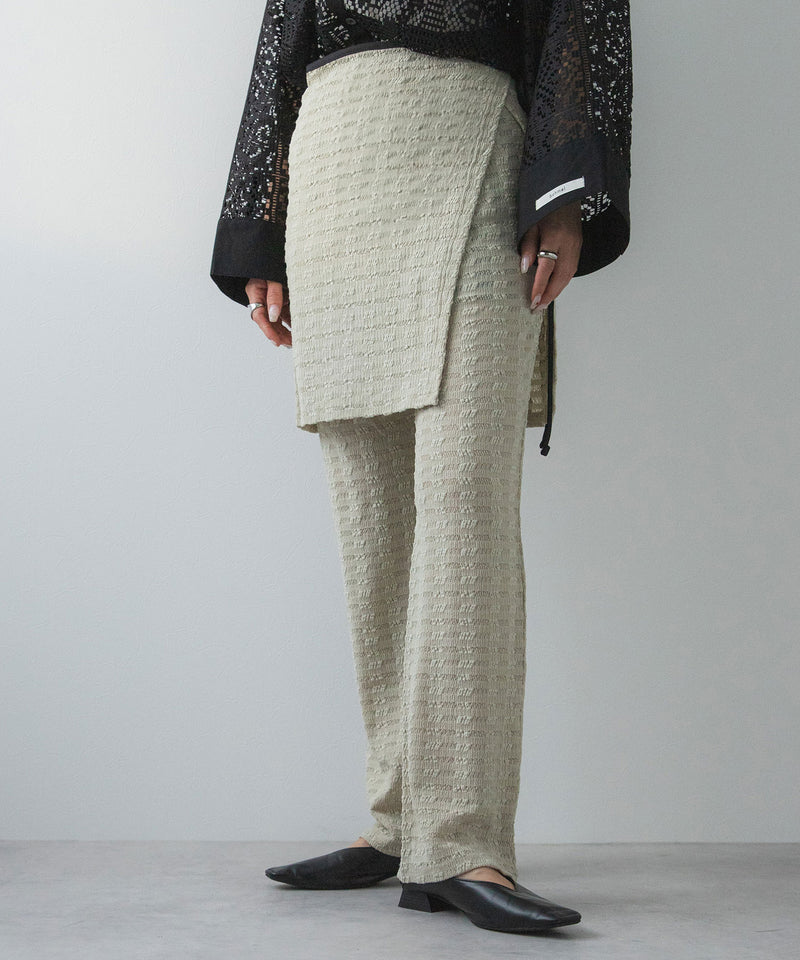 ラップスカートセットジャガードワッフルパンツ