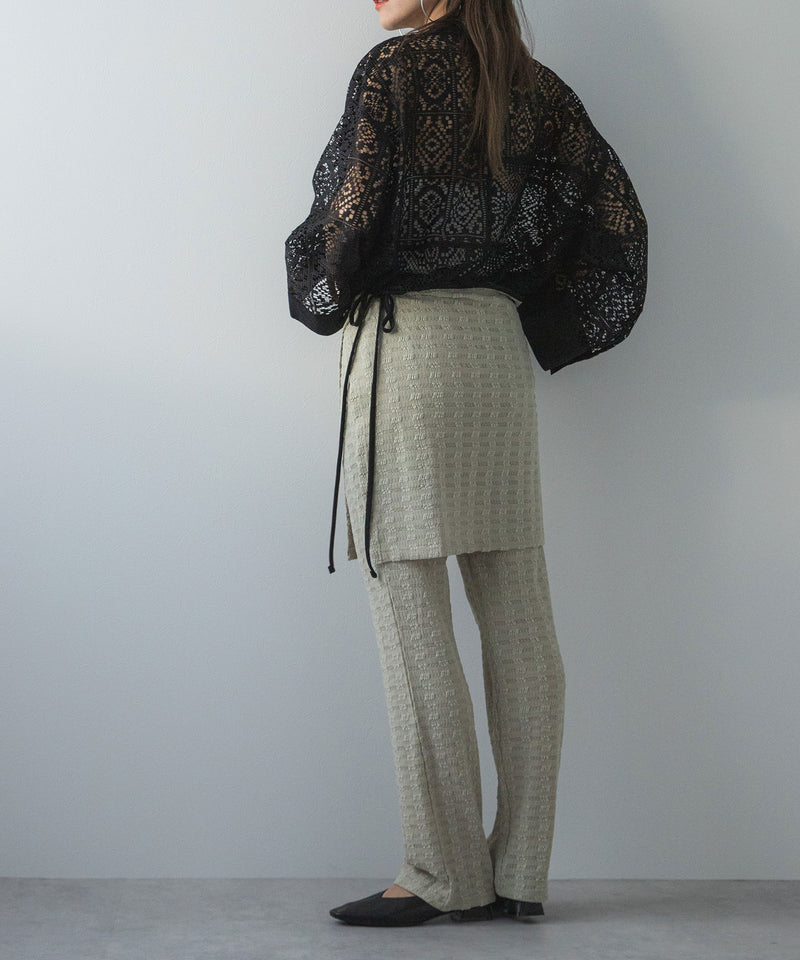 ラップスカートセットジャガードワッフルパンツ
