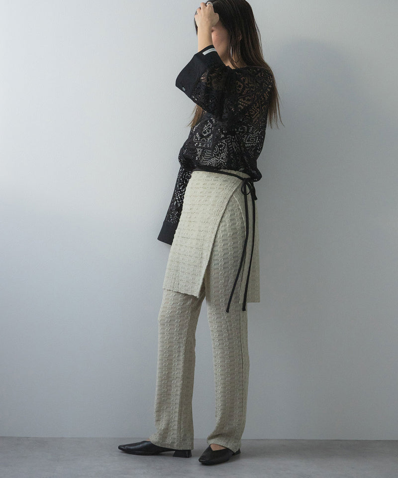 ラップスカートセットジャガードワッフルパンツ