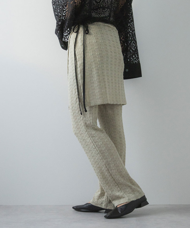 ラップスカートセットジャガードワッフルパンツ