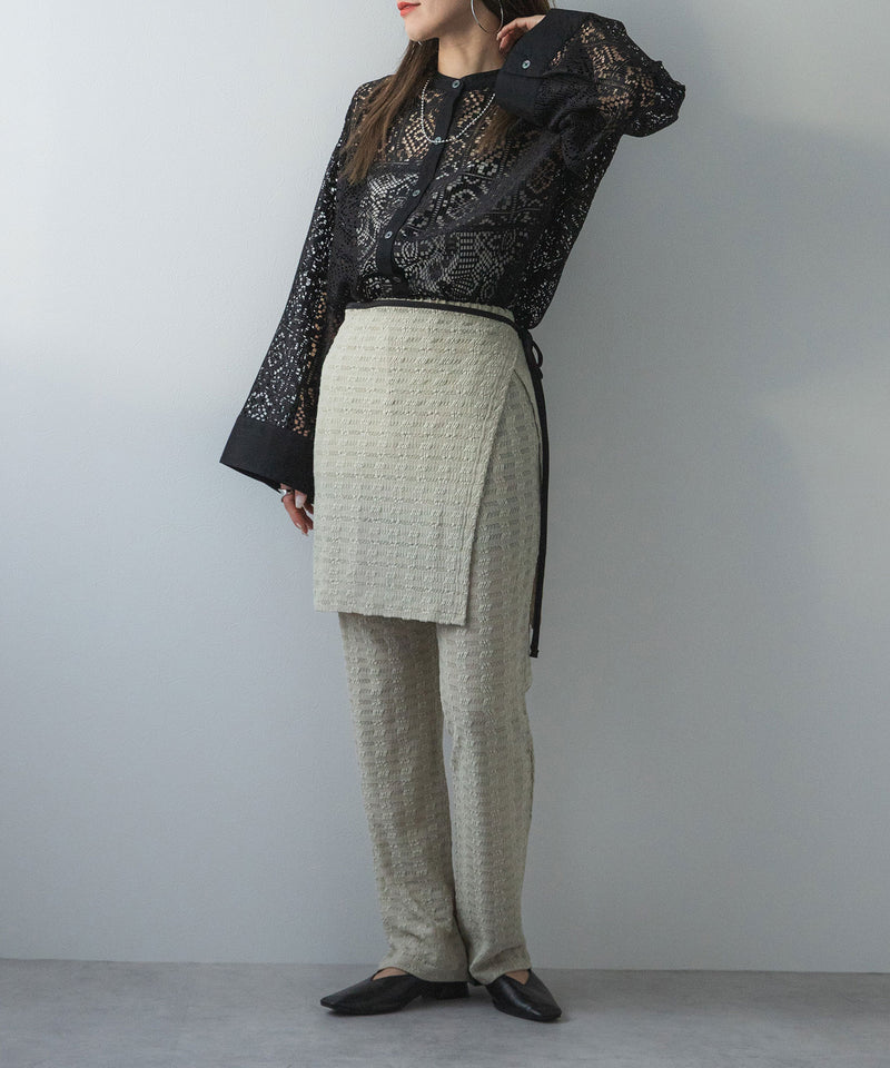 ラップスカートセットジャガードワッフルパンツ