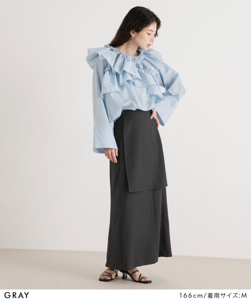 ハイウエストフレアラップスカート【セットアップ可】