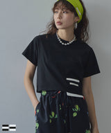 【メール便】クロップドバイカラーポケットTシャツ