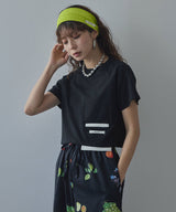 【メール便】クロップドバイカラーポケットTシャツ