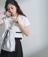 【メール便】クロップドバイカラーポケットTシャツ