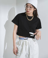 【メール便】クロップドバイカラーポケットTシャツ
