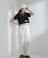 【メール便】クロップドバイカラーポケットTシャツ