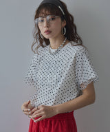 【メール便】チュールレイヤード箔プリントTシャツ